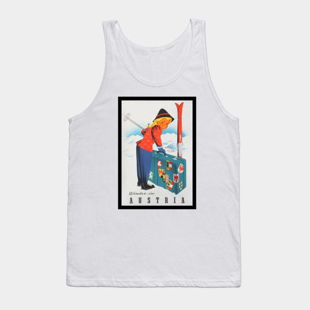 Winter in Austria vintage travel poster Tank Top by Redbooster